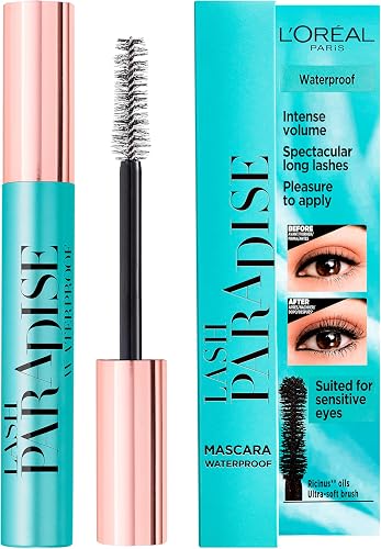 L'Oréal Paris Paradise Extatic Máscara de Pestañas Waterproof, Negro | Efecto Alargador, Volumen Intenso, Fórmula Ligera, Sin