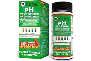 Just Fitter Alkaline Water pH Test Strips. Testing Kit for Home Drinking Water and Liquids. Universal Tester for Aquarium, Fish Tank, Pool, Hot Tub, Spa, Kombucha, Fermentation and Brewing Process.