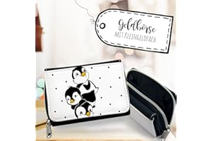 ilka parey wandtattoo-welt® Portemonnaie Portmonee Geldbörse Brieftasche süße Pinguine mit Punkten gk092
