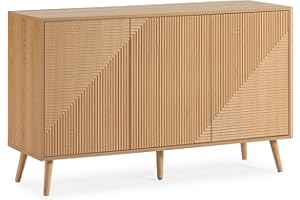 HOMN LIVING Aparador Telmo 3 Puertas Color Roble, 120 cm (Ancho) 40 cm (Profundo) 76 cm (Altura)