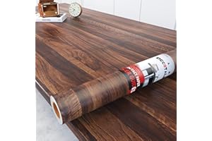 Decotalk Papier Adhesif pour Meuble Bois Brun 40X500cm Papier Peint Imitation Bois Imperméable Revêtement Plan de Travail Brun Adhésif Stickers Cuisine Vinyle Adhésif pour Cuisine Porte Table Armoire