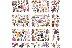WIRHAUT Mario Tattoo Kinder 8 Blätter, Kinder Mari Brother Temporäre Tattoos Set, Wasserdichte Kindertattoos Aufkleber, Kinderaufkleber für Jungen Mädchen Geburtstagsfeier Partydekoration Sticker