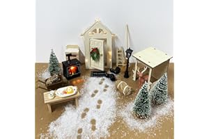 Bseical Weihnachtsdeko Wichtel Zubehör, 22 Stück Wichtel Set Weihnachten Komplett, Wichteltür Set mit Lichterkette, Wichtelhaus Weihnachtswichtel Wichtel Baustelle Set, Geschenk für Kinder für Advent