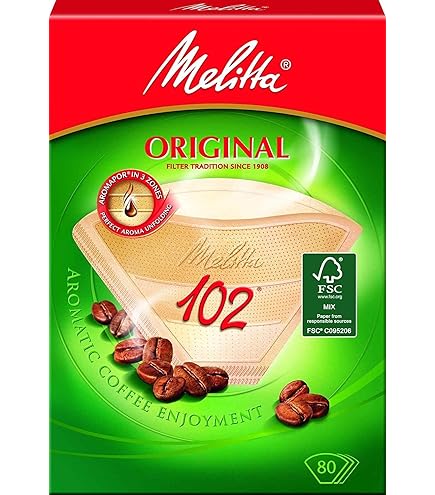 Filtri Caff&egrave; Melitta Aroma 102 - Confezione Da 80 Pezzi, Con Armor 3 Zone, Per Macchine Caff&egrave;