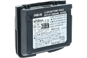 vhbw Batería Compatible con Vertex Yaesu VX-6E, VX-6, VX-7E, VX-5RS, VX-7R, VX-5E, VX-6R, VX-5R Radio (1400 mAh, 7,4 V, Li-Ion)