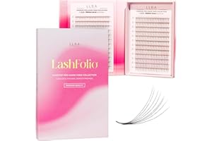 LLBA LashFolio Bouquets Pré faits Promade Étroits, Cils volume Faits à la Main, Choix 5D~10D, Courbes C CC D, Épaisseurs 0.03~0.07mm, Longueur 8-15mm, Longue Durée & Application Facile