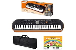 CASIO, FFALSTAFF Kit Pianola Tastiera Casio SA76 (Fondo Arancione) con Borsa con 2 maniglie e E-book "Suona la Tastiera"