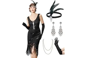 YESSA 20s Costume Women, Gatsby Dress, 1920s Dresses with 20s Dress Accessories, Charleston Flapper Outfit