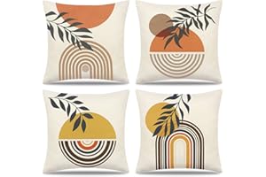 Weldomcor Decorative Cushion Cover 18x18 inch Set of 4 Throw Pillow Covers Mordern Bohemian Pillow Cases Decorations for Patio Garden Porch Bench Sofa (Sunset, 45x45 cm)