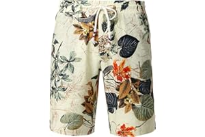 JOGAL Herren Blumen Feizeit Baumwolle Hawaii Shorts