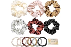 Kavya Silk Scrunchies, Silk Hair Scrunchie Satin Scrunchy Silk Bobbles For Hair Elastic Hair Ties Ponytail Holders Hair Accessories For Women 12 Pcs