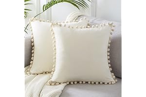 Topfinel Housse de Coussin 45x45 Blanc Decoration Chambre Fille Lot de 2 Coussins et Accessoires Decoratifs pour Canapé Design Double Face de Couleur Uni en Velours