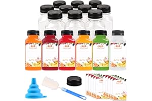 V·COLOKISHI 10 Stück 250 ml Leere Flaschen Kunststoff, Wiederverwendbare kleine Flaschen zum Befüllen Trinkflaschen für Smoothie Saft Tee, Klare Trinken Bottle für Mini-Kühlschrank, Juicer Shots, Wasser, Milch