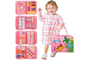 FREYBLI Busy Board Montessori zabawka dla małych dzieci, 5-warstwowa, zabawka dla dzieci od 1, 2, 3, 4 lat, nauka podstawowej wiedzy, prezent dla dziewczynek