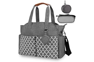 comeder Sac a Langer Bebe Grande Capacité, Sacs à Couches de Voyage avec Bandoulière, 15 Poches avec Poche Isotherme, Sac de Maternité Voyage pour Maman et Papa