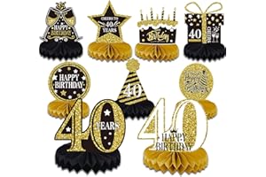 VAIAV Geburtstag Dekoration 40. Bienenwabe Mittelstück Jahre Party Dekorationen Geburtstag Party Zubehör Tischdekorationen Papier Dekorationen für Männer und Frauen(9 Stück)