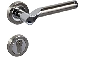 Gedotec Poignee de Porte Acier Inox Mat | MIRAGE | 1 Poignée, vis incluses | Chrome Poli | Garniture de porte pour portes de chambres sur rosace ronde | PZ - Cylindre Profilé | Testé en classe 3