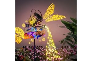 GLOBAL GOLDEN Solar Watering Can, Solar Garden Lights Colorful Butterfly LED Fairy String Lights Dual Mode Water Can Lights for Garden Patio Pathway Lantern Decor