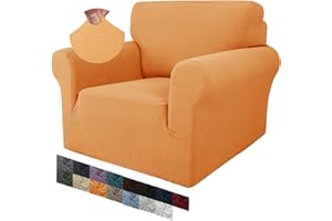 MAXIJIN Creative Jacquard Stuhlbezüge für das Wohnzimmer, Rutschfester Super-Stretch-Stuhlbezug mit Armen Hunde Haustierfreundlicher 1-teiliger elastischer Sofa-Couchschutz (1 Sitzer, Orange)
