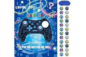 WERNNSAI Pin The Button on The Game Controller - Gaming Party Decorations for Boy Kids Birthday Party Game 53 x 71 cm Poster with 24 Stickers Gaming Night Birthday Supplies