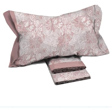 Antiche Tradizioni Norah – Completo Letto In Flanella Di Cotone, Motivo Floreale Rosa, 2 Federe E Lenzuola
