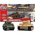 Airfix Tank Model Building Kits - Tiger 1 & Sherman Firefly Miniature Craft Kit, 1/72 Scale Plastic Model Kits for Adults to Build, Incl. Tank Models, Paint, Brushes & Poly Cement - Tank Gifts for Men