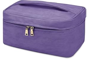 IGOLUMON Neceser Mujer Impermeable Neceser Maquillaje Grande Bolsas de Aseo Neceser Viaje Bolsa de Cosméticos 2 Piezas Bolsa de Maquillaje Morado