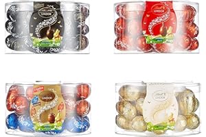 ‎LINDT Lindt Schokolade LINDOR Eier | 4 Boxen à 450 g | LINDOR Eier mit zartschmelzender Füllung in den Sorten Milch, Weiß, Dunkel, Haselnuss | Oster Schokolade | Schokoladengeschenk | Ostereier | Schokoeier