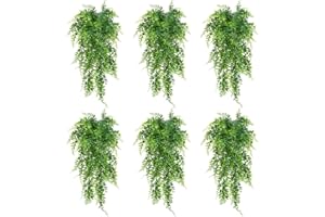 MENGQILE 6 Piezas Plantas Artificiales Colgantes, Planta Artificial Colgante de Helecho, Plantas de Escalada Falsas, Plantas Artificiales Decorativas, para Interior y Exterior, Salas de Estar, Balcón (90 CM)