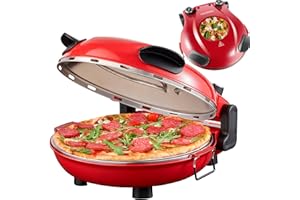 ‎STEINBORG Pizzaofen elektrisch mit 32 cm Pizzastein | 390°C | Pizzabackofen | Pizza-Backstation | Elektrischer Pizzagrill | Pizzabackmaschine | Timer | 5 Stufen | 1200 Watt | Pizza Bräter | Pizzaofenherd