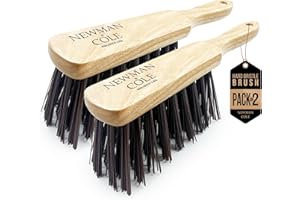 Newman and Cole Cepillos de mano de madera natural: elige entre cepillo de cerdas duras duras o cepillo suave con cerdas naturales o sintéticas (2 cepillos de mano de cerdas sintéticas duras)