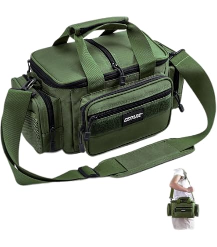 Sac De Pêche à La Carpe Hirisi - Tissu PVC Oxford Résistant, Compartiments Organisés, Taille L/M/S, Vert Militaire, Imperméable