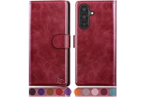 SUANPOT Funda para Samsung Galaxy A56 con Tapa【Bloqueo RFID】de Cuero PU Cierre Magnético，Soporte Plegable，Ranura para Tarjeta Cover para Samsung A56 Phone Case Rojo