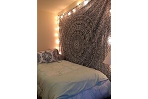 CRAFTOZONE Craftzone, telo con mandala ed elefante, arazzo hippie, decorazione da parete, stile indiano in bianco e nero, decorativo, con mandala in stile bohémien, Single(220x140cms)