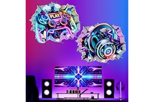 wondever Stickers Muraux 2 Pièces 3D Gamer Autocollants Muraux Mural Stickers Jeux Vidéo Jeu Contrôleur pour Chambre Ado Garçon Salle de Jeux Chambre Enfants
