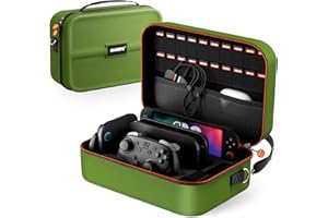 ZOZOVR Switch 2 Tasche für Nintendo Switch 2 (2025), Tragbare Hartschalen Schutzhülle mit 20 Spielkarten Slots, Große Staubdichte Aufbewahrungstasche für Switch 2 Zubehör, Grün