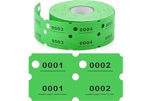 Nezyo Rollo de Fichas 1-1000 Bloque de Números Doble con Agujero Guardarropa Ticket Boletas Numeradas Servicio Lavandería para Eventos Clubes Tiendas Ferias Bares Bodas y Fiestasfiestas(Verde)