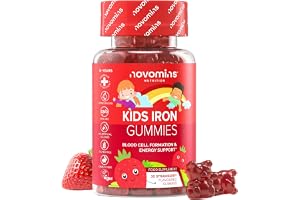 Järngummies För Barn, 2,5 mg, Vitamin C, 30 Stycken, Veganska, Novomins | Jordgubbssmak, 3 år+, vitamin C ökar järnupptaget, stödjer energi, kognitiv utveckling och immunsystemets normala funktion