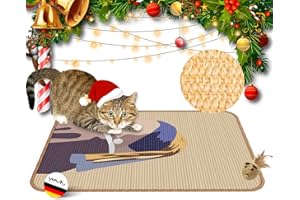 LaifuTu Kratzmatte Katze 60×40CM, Katzen Kratzmatte mit Mausspielzeug, Natürliche Sisal Teppich Katzen, Widerstandsfähig rutschfest Kratzteppich Katze, Kratzmatte für Schützt Teppiche und Sofas