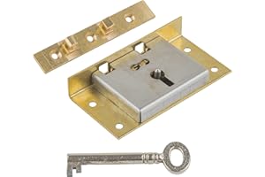 UNIQANTIQ HARDWARE SUPPLY Extra Large Brass Half Mortise Chest or Box Lid Lock w/Skeleton Key | S-12 (with One Key)