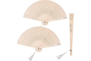 Wancala 2 Pcs Folding Hand Fans for Women, Bamboo Handheld Folding Fan, Chinese Style Holding Fans for Dancing, Party, Wedding Gifts, DIY Decoration, Home Decorations