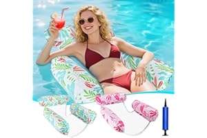 GCRQ Pool Inflatables Floats for Adults, 2-Pack Multi-Purpose Pool Hammock Floating Chairs, Heavy Duty PVC Material, Water Floats for Swimming Pool, Beach, Summer Pool Toys Party Gifts