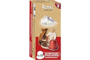 CAFÉS FOLLIET - Café En Capsule Royal Corsé - Torréfaction Traditionnelle - Intensité 8/10 - Mélange Robusta Arabica - Cafés Verts Amérique Centrale, Afrique & Asie - Boîte De 10 Capsules