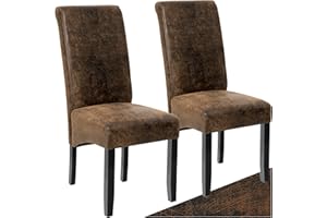 ‎TECTAKE tectake® 2er Set Stühle, Kunstleder Stuhl mit hoher Rückenlehne, ergonomische Form, perfekt für den Esstisch, als Esszimmerstühle, Küchenstühle oder im Wohnzimmer - antikbraun