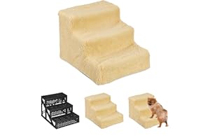 Relaxdays Dog Stairs, 3 Steps, Small & Large Dogs, Bed & Couch, Fabric Cover, Animal Stairs Inside, 30 x 35 x 45 cm, Choice of Colours