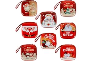 CAUTIOUS 8 Pièces Porte-Monnaie de Noël Petite Cadeau Porte Monnaie Mini Portefeuille pour Enfant Noël Décor Boîte à Bonbons Petit Carré Fer