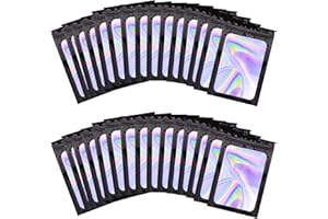 BQTQ 150 Pièces Sacs Refermables Anti-Odeur, Sacs à Fermeture à Glissière, Sachets Refermables Zip, Sac Aluminium Pochettes pour Stockage des Aliments (Noir Holographique, 9 x 12 cm)