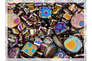 BOHEMIA CRYSTAL VALLEY 50 g di perline in vetro di Boemia ceca uniche di Boemia, viola e rosa Vitrail Sliperit, fantasia, opache e lucide, fatte a mano