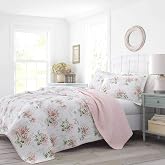 Laura Ashley Home - Queen Yorgan Seti, Eşleşen Kılıflarla Pamuklu Ters &Ccedil;evrilebilir Yatak Takımı, Her Mevsim İ&ccedil;in İdeal Ev De