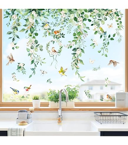 Raamstickers met bloemen voor de lente en zomer